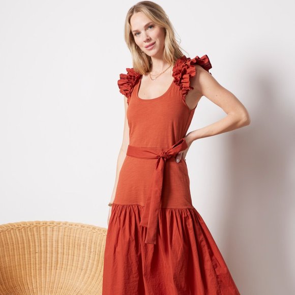 NWT Nation LTD Everly Frilly dress - medium in cayenne - Picture 3 of 7